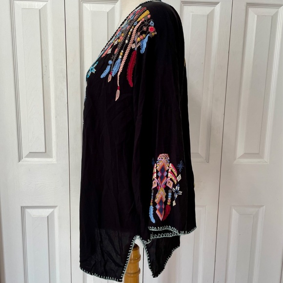Heavily Embroidered 100% Rayon Black Tunic Top Size XXL - Picture 8 of 13